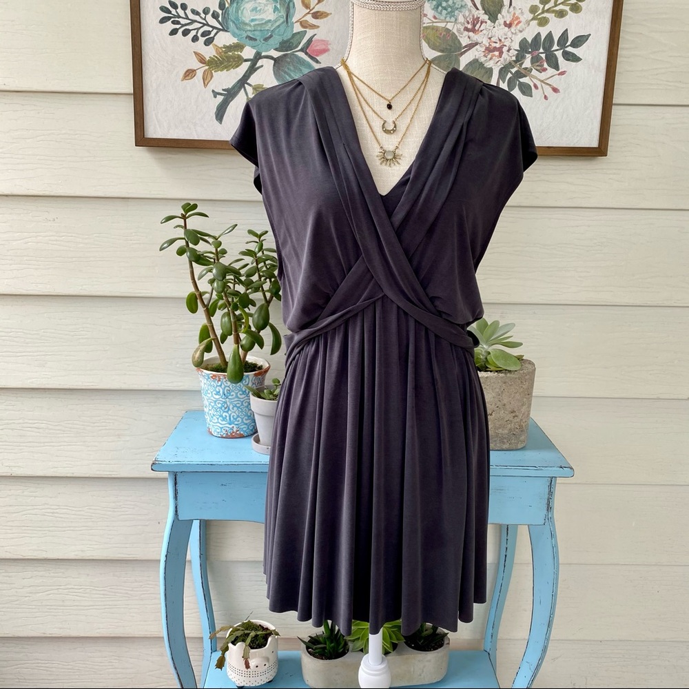 Free People Pleated CrissCross Vneck Dress